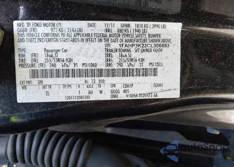 2012 Ford Focus Se из США, поврежденный, VIN 1FAHP3K22CL306883